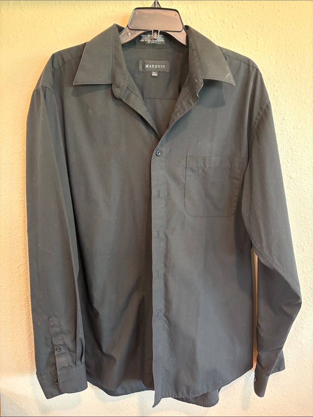 Marquise Men's Black Long-Sleeve Button-Up Dress Shirt
